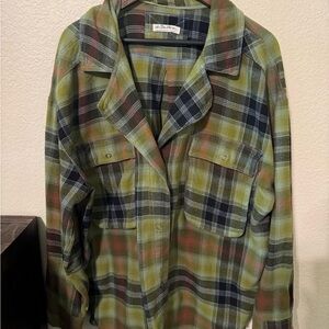 NWOT FREE PEOPLE IZZY CARGO OVERSIZED PLAID SHIRT X-LARGE